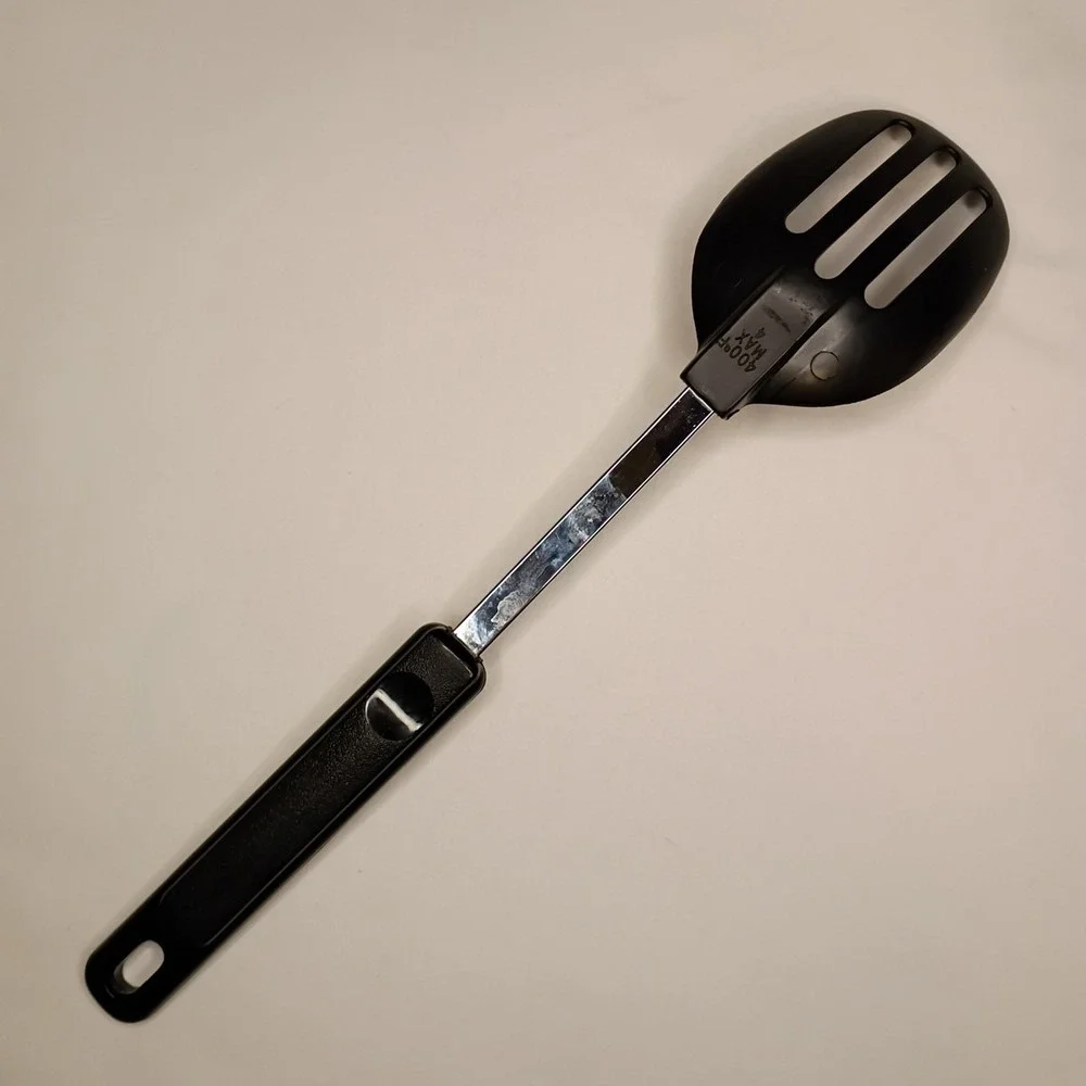 Vtg EKCO Slotted Serving Spoon Black Nylon Stainless Heat Resistant‎ 400'F 12